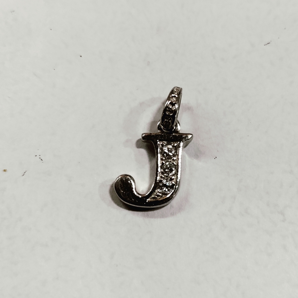 Vintage Charm for Charm Bracelet. Sterling Silver 925 and Cubic Zirconia. Letter